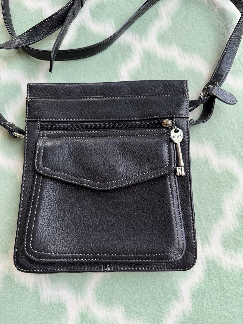 Fossil Black Pebbled Leather Crossbody Bag - 9x8x3” - Picture 3 of 15